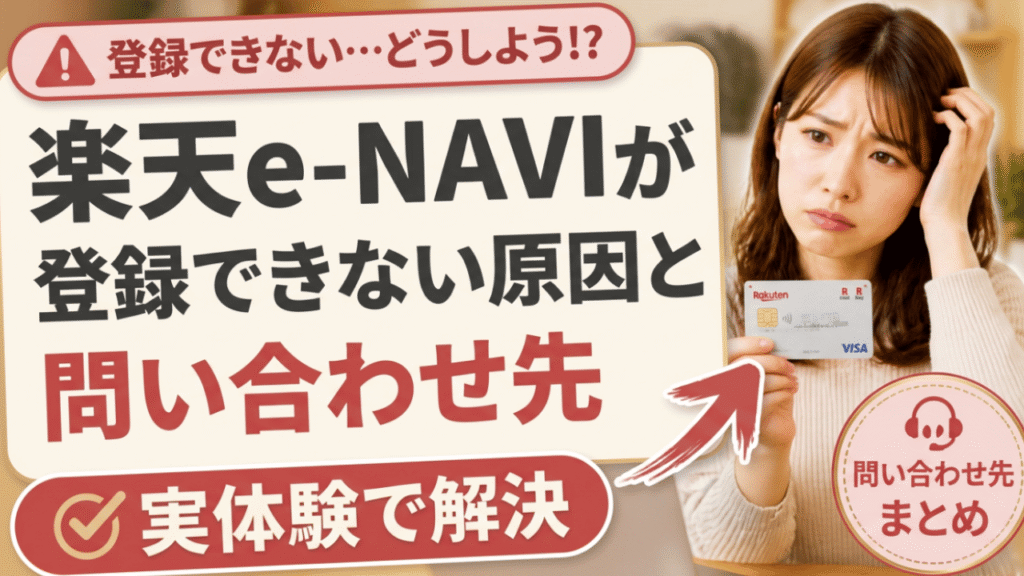 楽天e-NAVIが登録出来なくて困っている女性