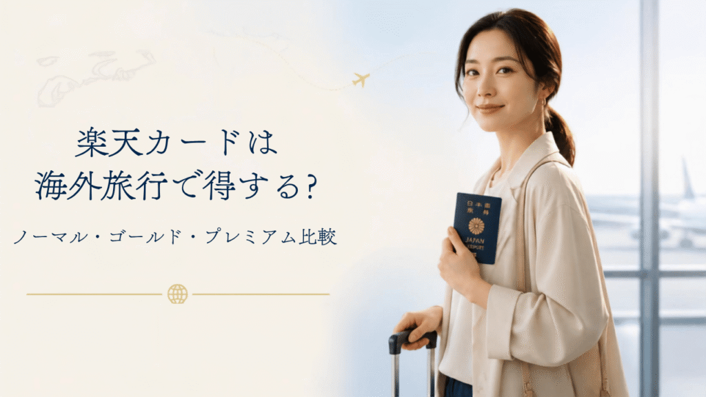 楽天カードを持って海外旅行に行く女性
